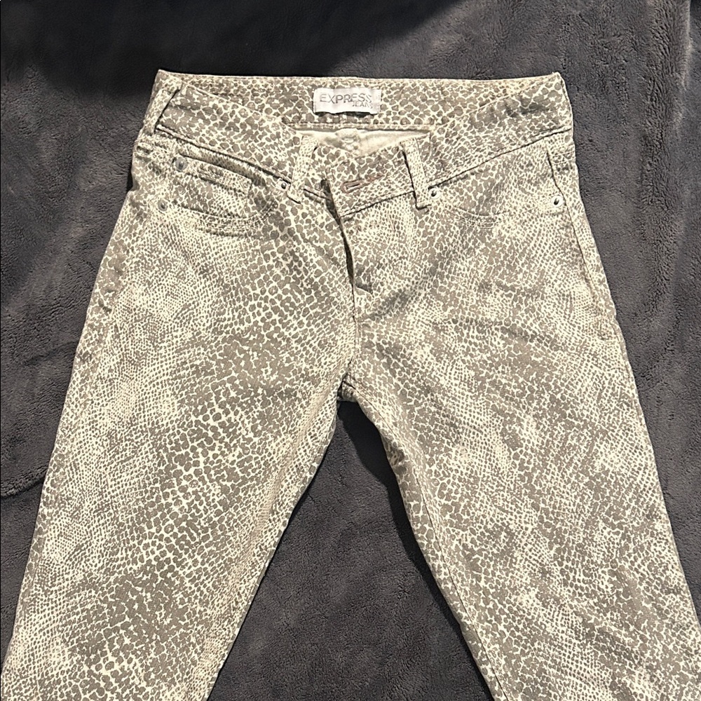 Express Snakeskin Print Skinny Jeans